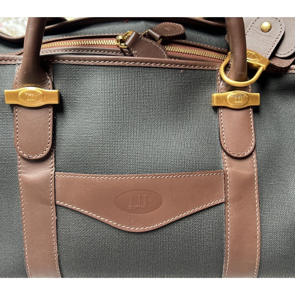 Dunhill Boston Weekender Bag Leather  & Coated Canvas-Luggage Tag & Lock/key - Picture 10 of 15